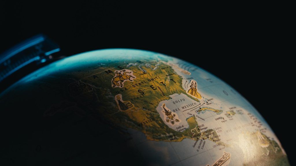 Globe at sunset light. World earth day